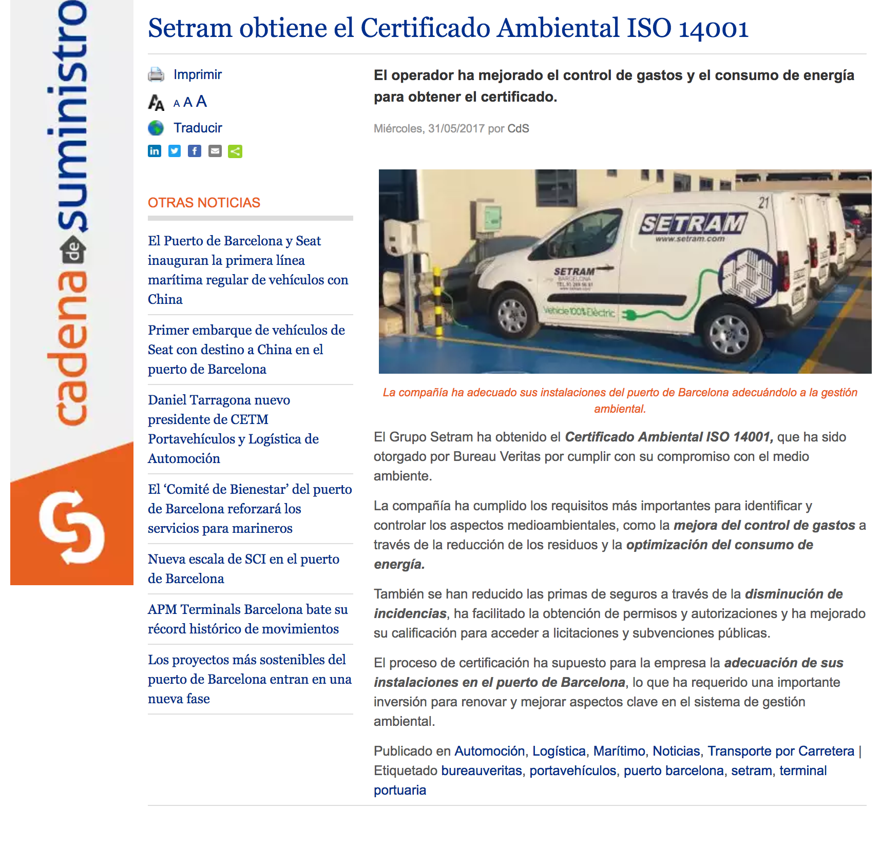 SETRAM Noticia cadenasuministro