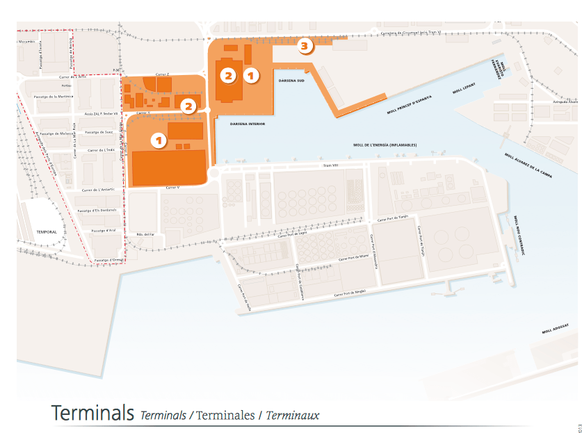 Plano Terminales Automóvil Puerto Barcelona SETRAM