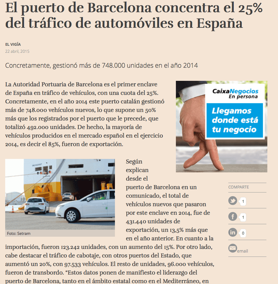 Tráfico Vehículos Puerto Barcelona Foto Terminal SETRAM 