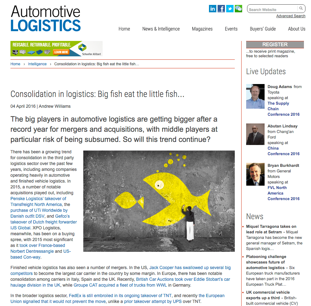Consolidation in logistics Automotive Logistics